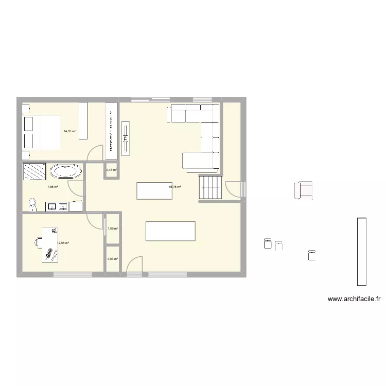 maison 2. Plan de 7  et 94 m²