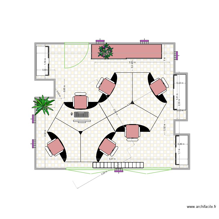 PSL. Plan de 1 pièce et 20 m2