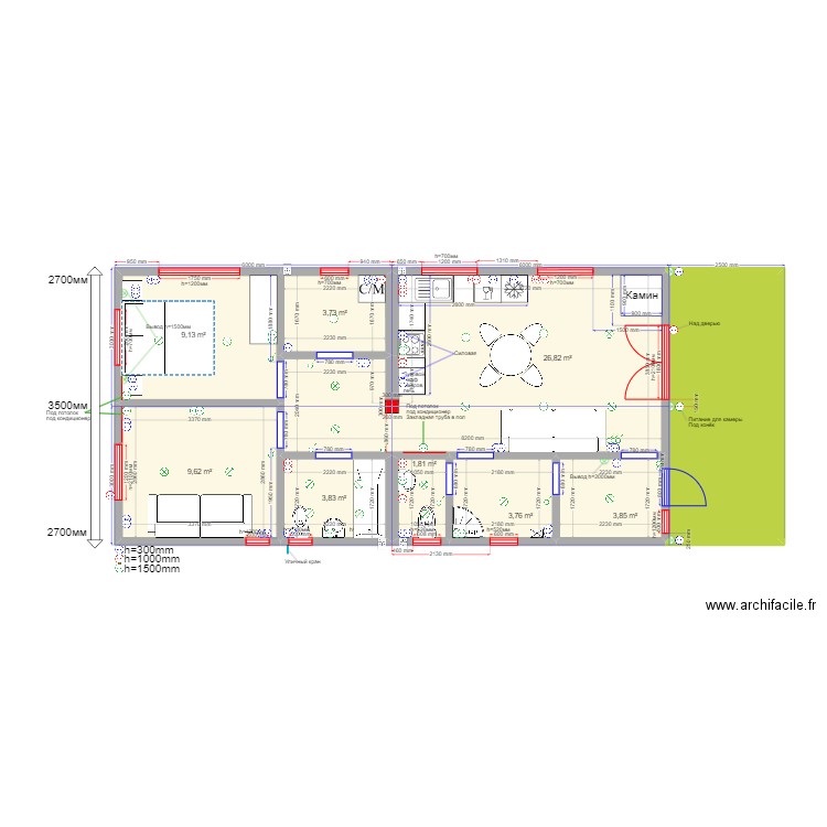 barn2 отзеркаленный Яхрома эл. Plan de 9 pièces et 76 m2