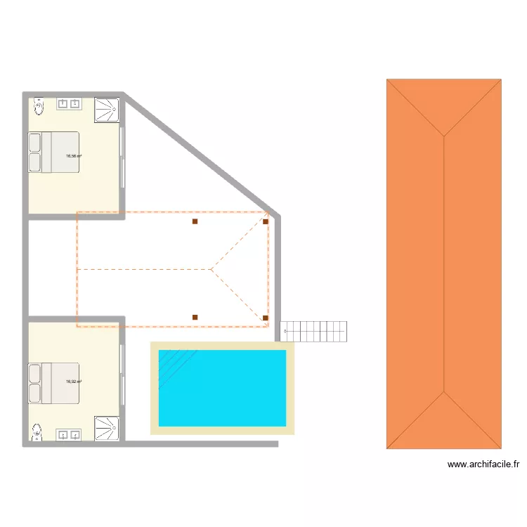 plan maison 5. Plan de 2 Pièces et 33 m²