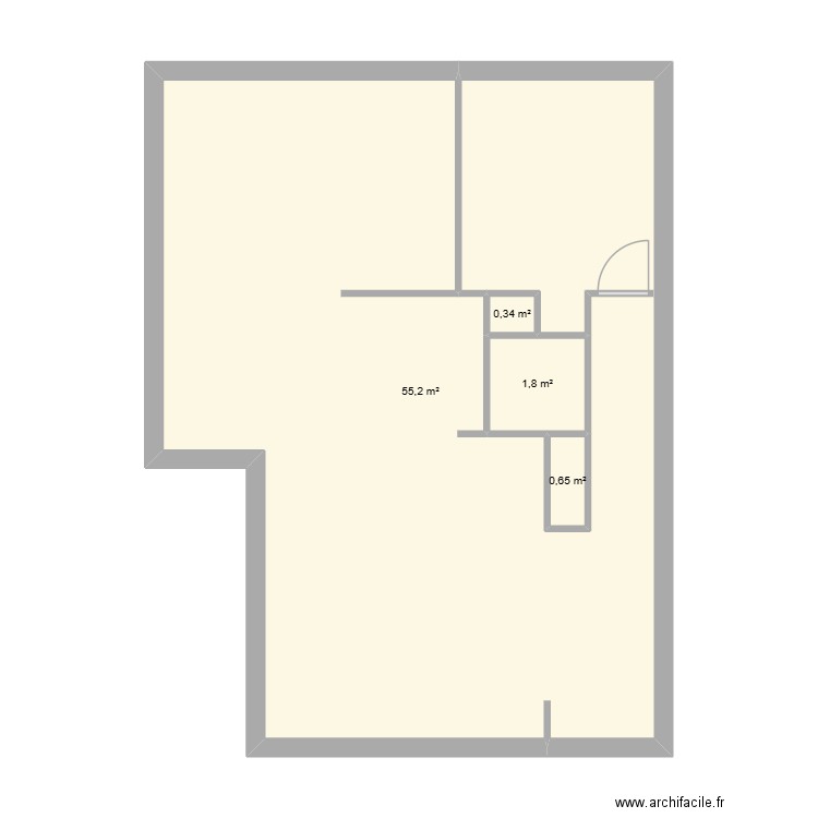 Appartement à rénover. Plan de 4 pièces et 58 m2