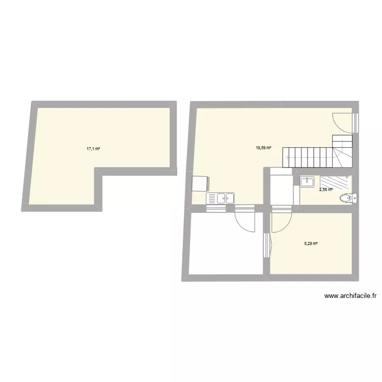 casa. Plan de 4 Pièces et 48 m² casa. Plan de 4 Pièces et 48 m²