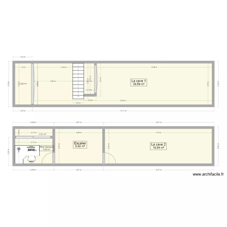 La cave de la maison. Plan de 