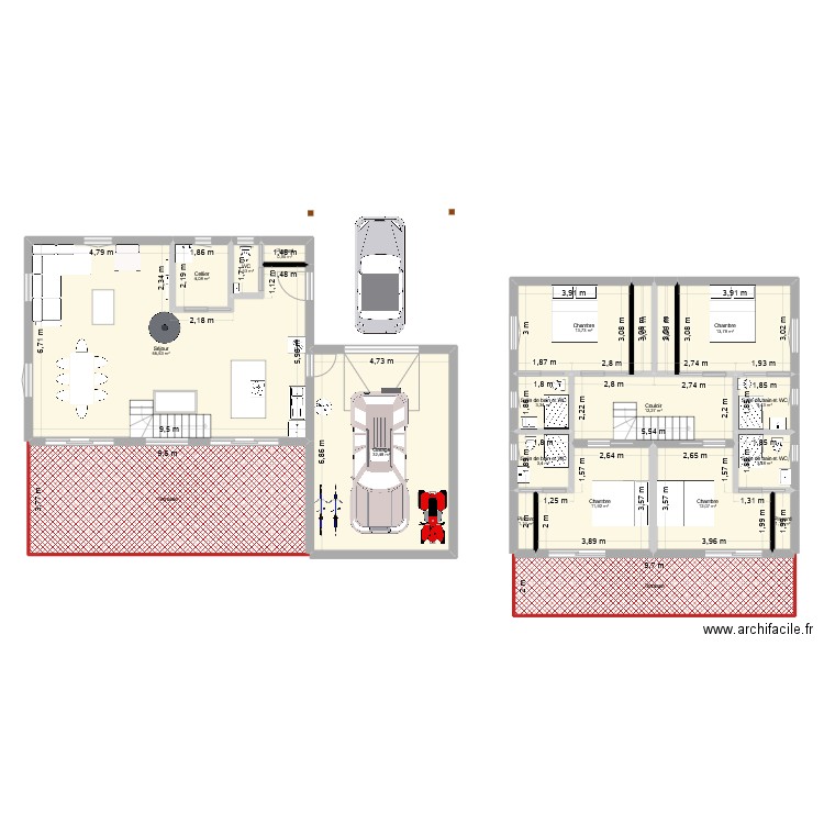 Estavar projet large 2. Plan de 18 pièces et 230 m2