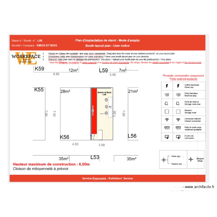 salon Workspace 14/03/2024 V2. Plan de 1 pièce et 19 m2