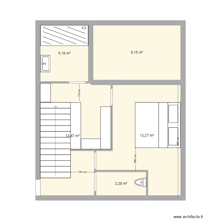 suite parentale chabeuil. Plan de 5 pièces et 43 m2