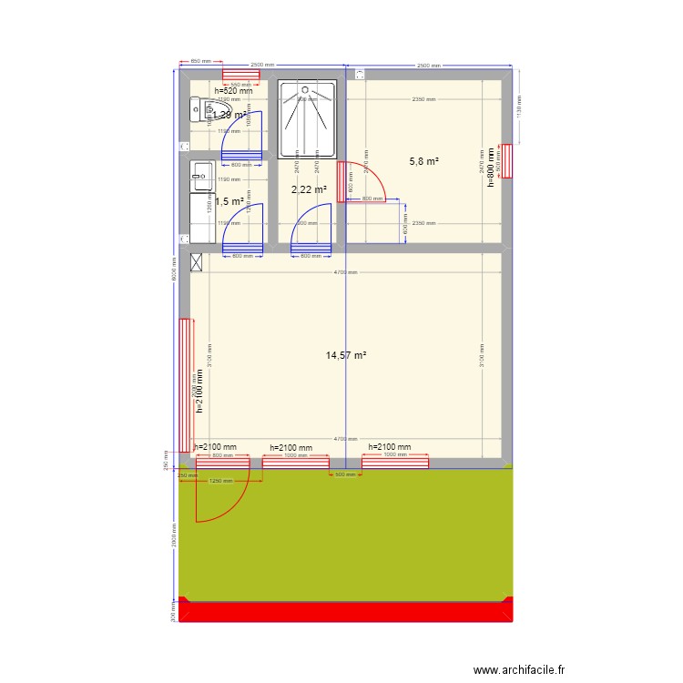 Баня 2м. Plan de 0 pièce et 0 m2
