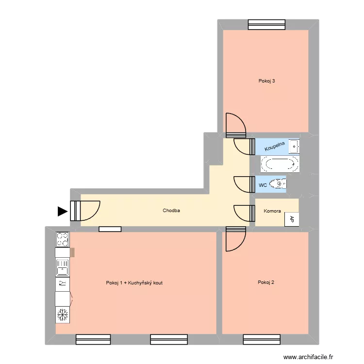 Opavsk&aacute; 789, byt 4. Plan de 16  et 198 m²