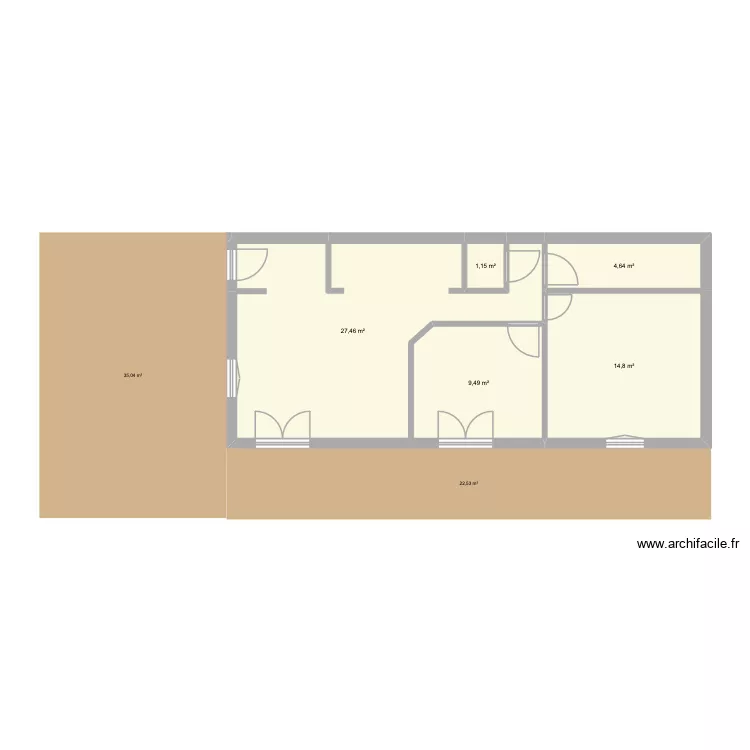 YSER. Plan de 5 Pièces et 58 m²
