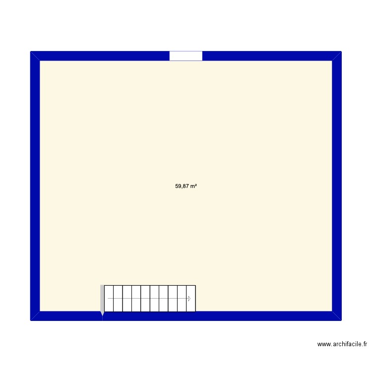 Haut. Plan de 1 pièce et 60 m2