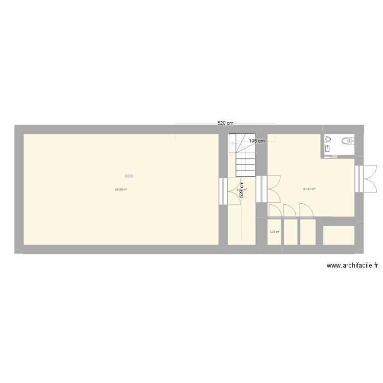 RDC Logemodifiée. Plan de 4 pièces et 90 m2