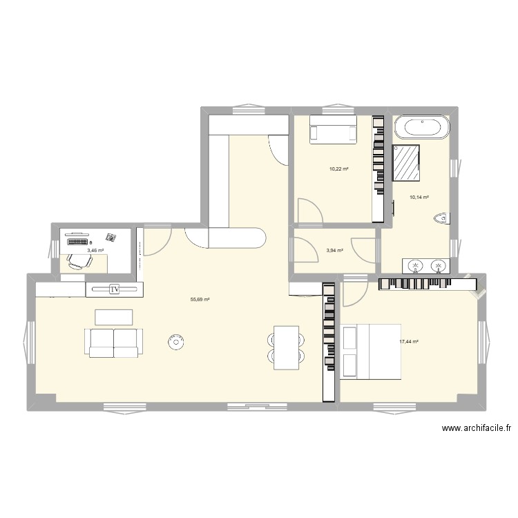 Maison Mandeulieu Modif. Plan de 6 pièces et 101 m2