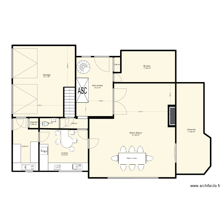 Maison Avelin état initial. Plan de 30 pièces et 282 m2