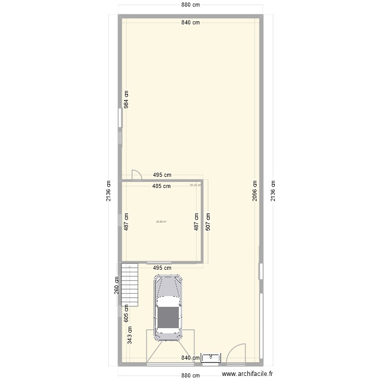 ATELIER. Plan de 2 pièces et 175 m2