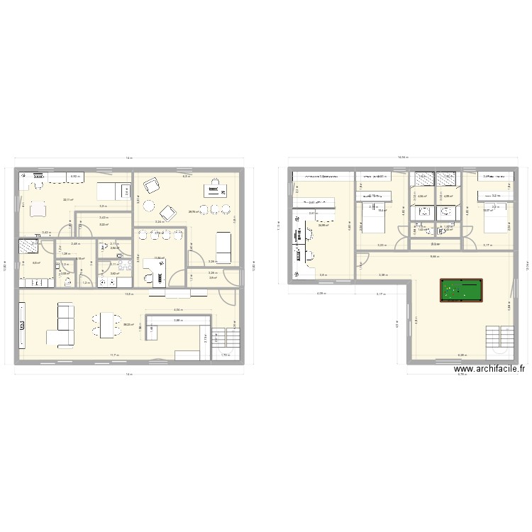 nouveau projet pere. Plan de 20 pièces et 268 m2