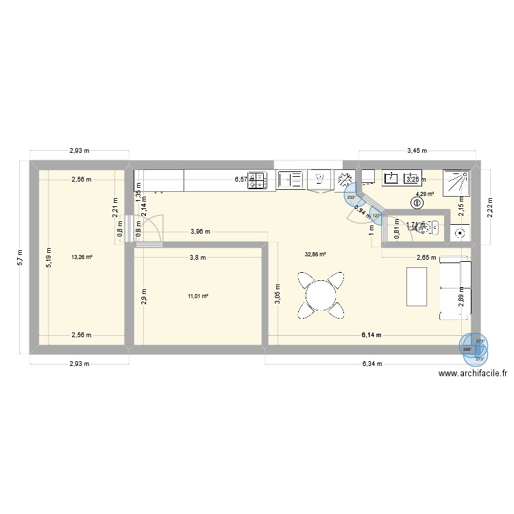 AGRANDISSEMENT. Plan de 5 pièces et 63 m2