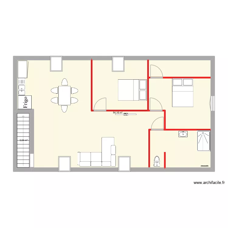 app n&deg;4 t3 2eme &eacute;tages (68m&sup2;). Plan de 