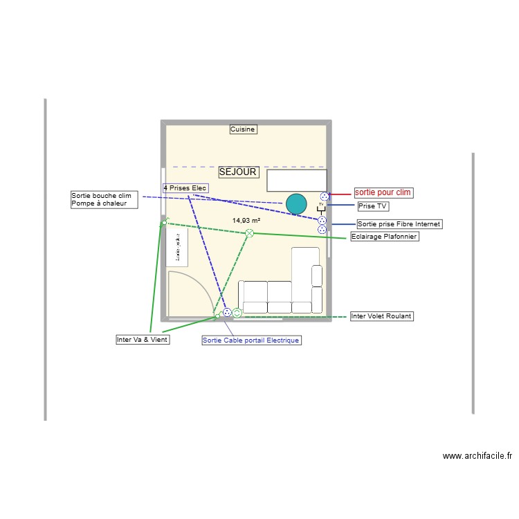 6-Pibrac Séjour avec Elec. Plan de 1 pièce et 15 m2