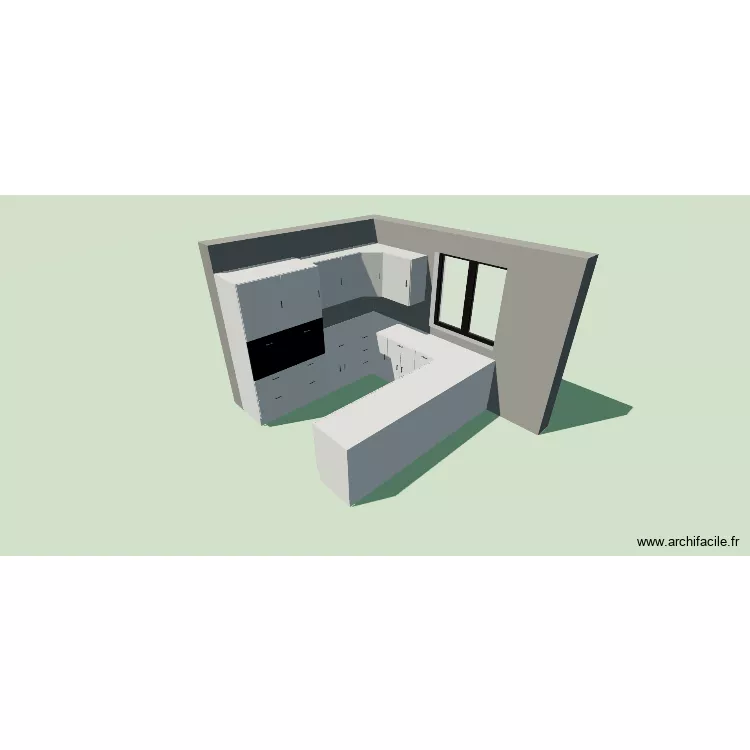 cuisine ouverte. Plan de cuisine ouverte. Plan de