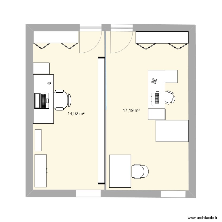 couchot. Plan de 1 pièce et 20 m2