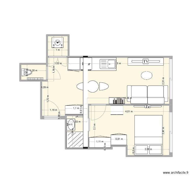 appartement fabien5. Plan de 5 pièces et 28 m2