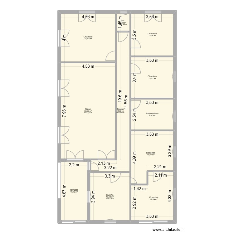 plan existant gauthier. Plan de 11 pièces et 153 m2