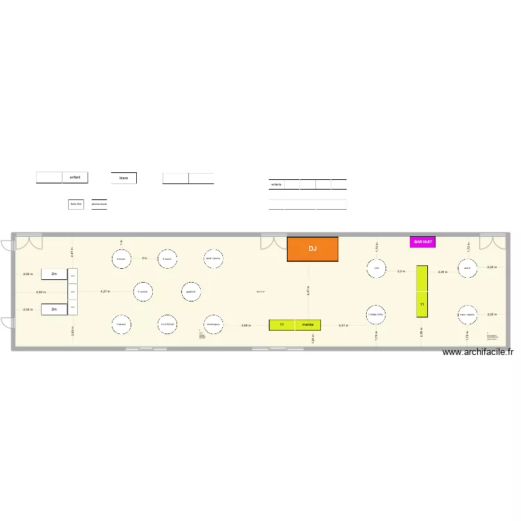 salle mariage. Plan de 