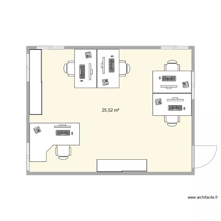plan container 3. Plan de 1 pièce et 26 m²