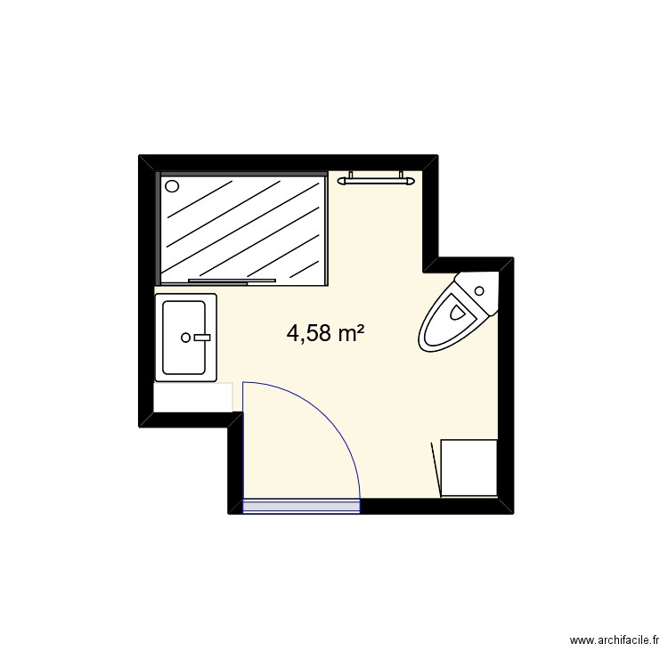 Salle de bain. Plan de 1 pièce et 5 m2