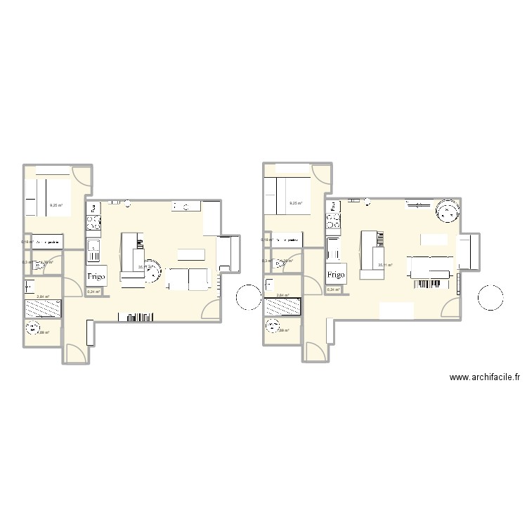 appart 2. Plan de 16 pièces et 102 m2