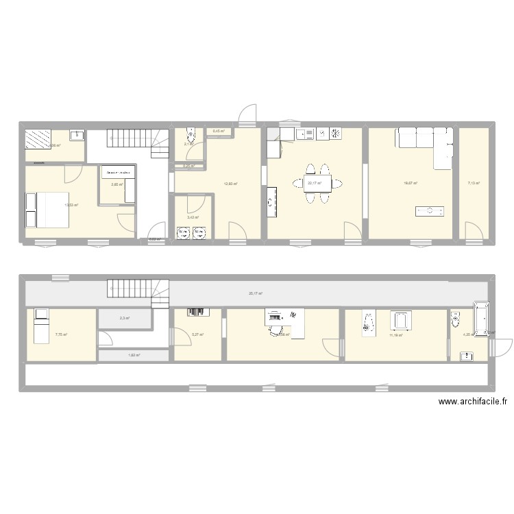 favieres. Plan de 21 pièces et 159 m2
