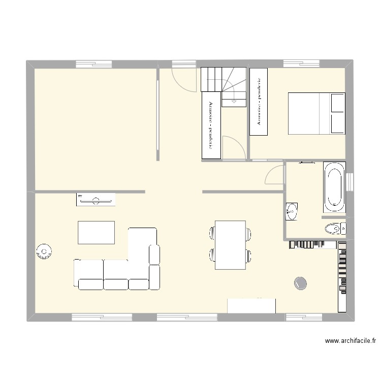 MATHILDE GENDREAU. Plan de 2 pièces et 81 m2