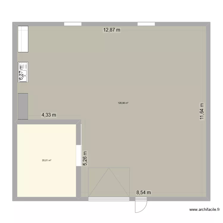 local acca. Plan de 2  et 147 m²