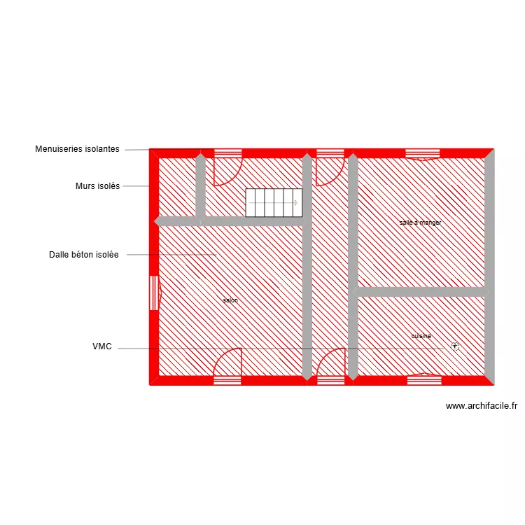 LEVILLAIN rdc &eacute;tat &eacute;tape 1. Plan de 6  et 52 m²