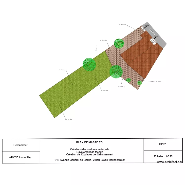 Plan masse EDL maison Villieu. Plan de 1  et 103 m²