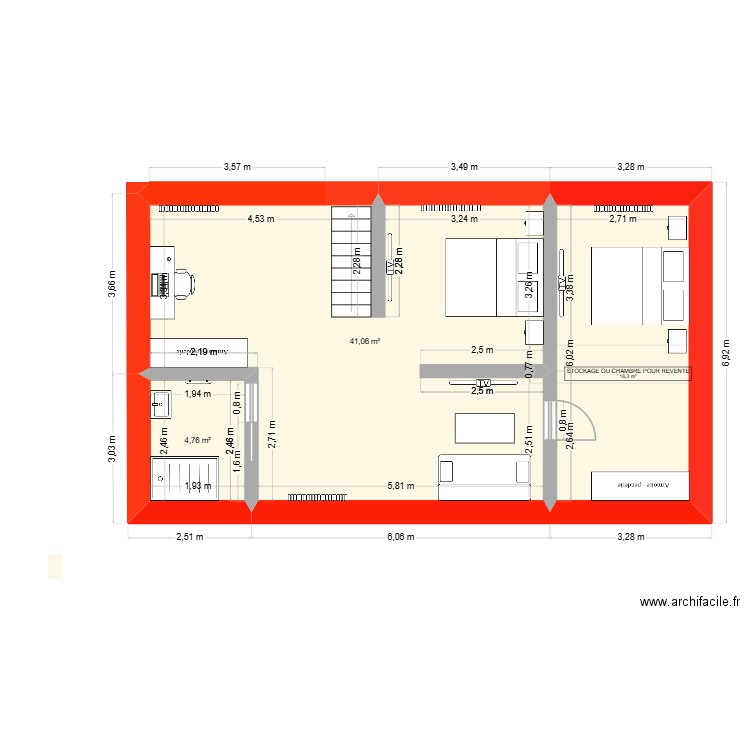 plan etage cesny grenier jules. Plan de 3 pièces et 62 m2