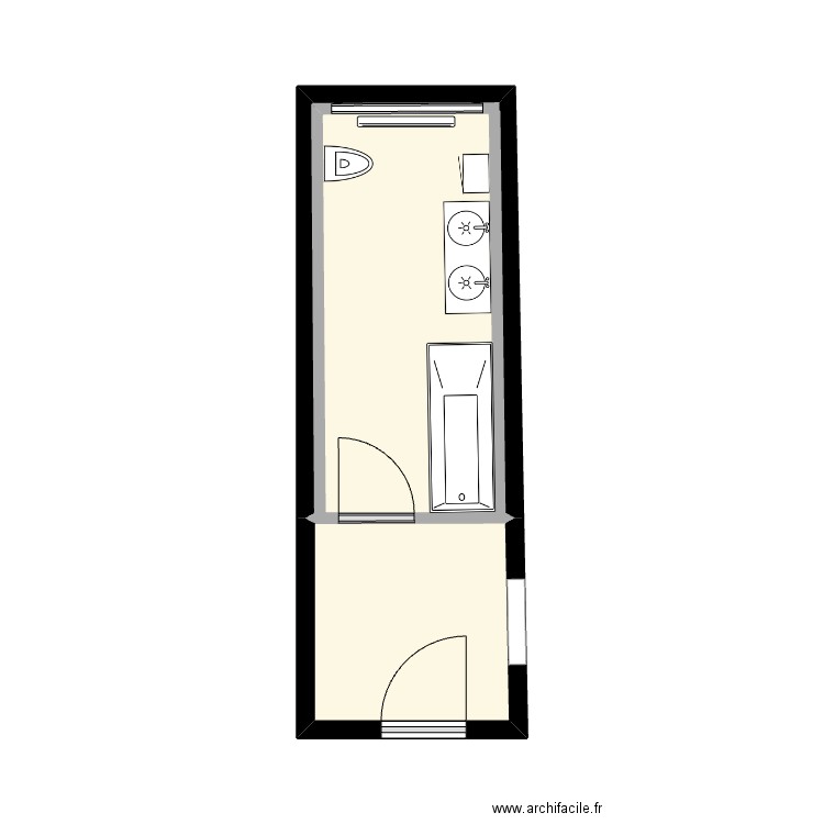 Salle de bai . Plan de 2 pièces et 13 m2