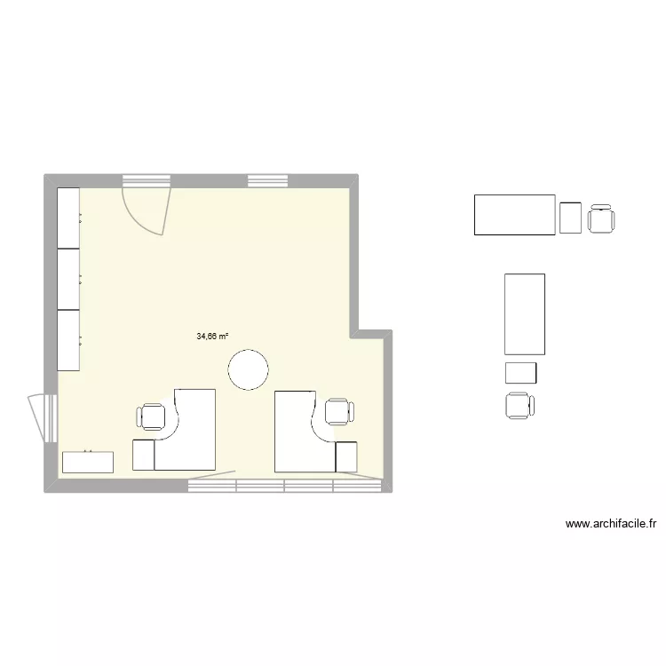 Bureau IP - CCC. Plan de 1  et 35 m²