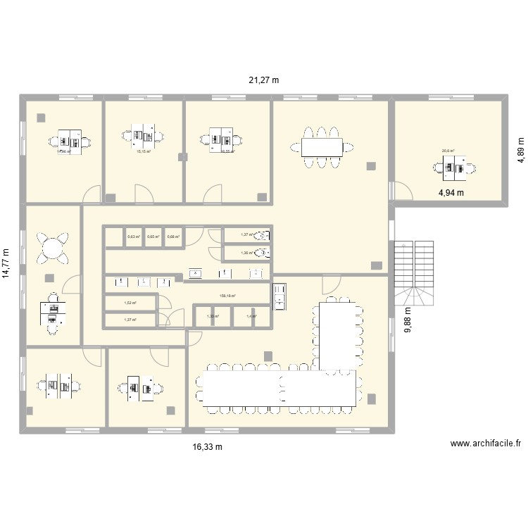 greta. Plan de 14 pièces et 236 m2