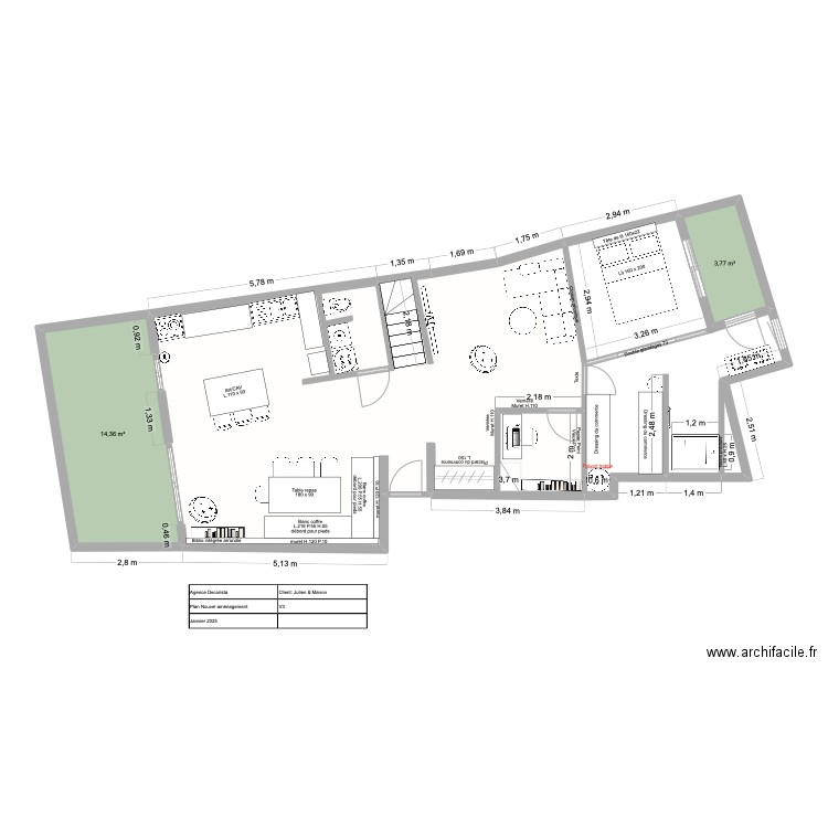 Lapin Blanc - Plan nouveau - V3. Plan de 3 pièces et 77 m2