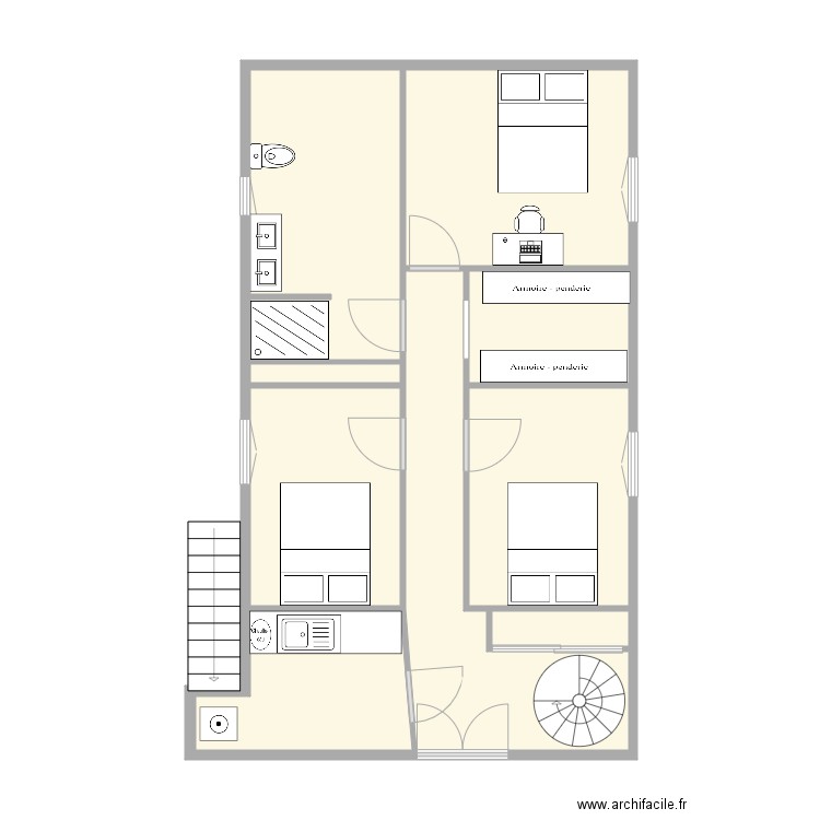 BOUCHER PHARE SOUS SOL. Plan de 8 pièces et 59 m2