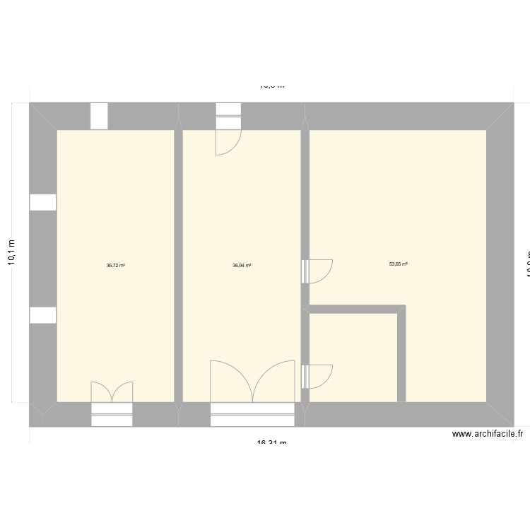 Grange-Foujanet. Plan de 3 pièces et 127 m2