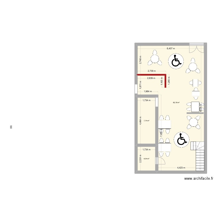 LA PLACE. Plan de 3 pièces et 74 m2
