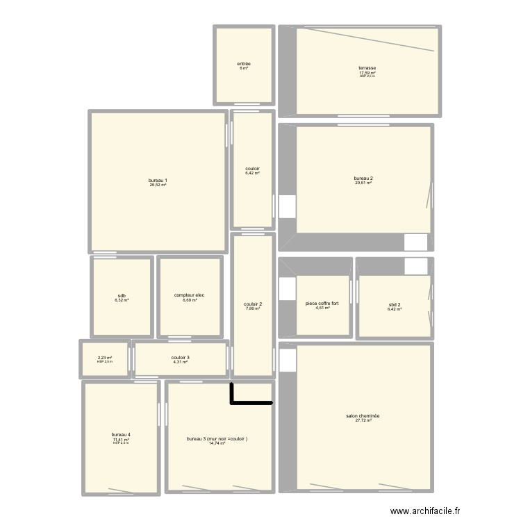 plan appart PO LN 2 sans cotes. Plan de 16 pièces et 170 m2