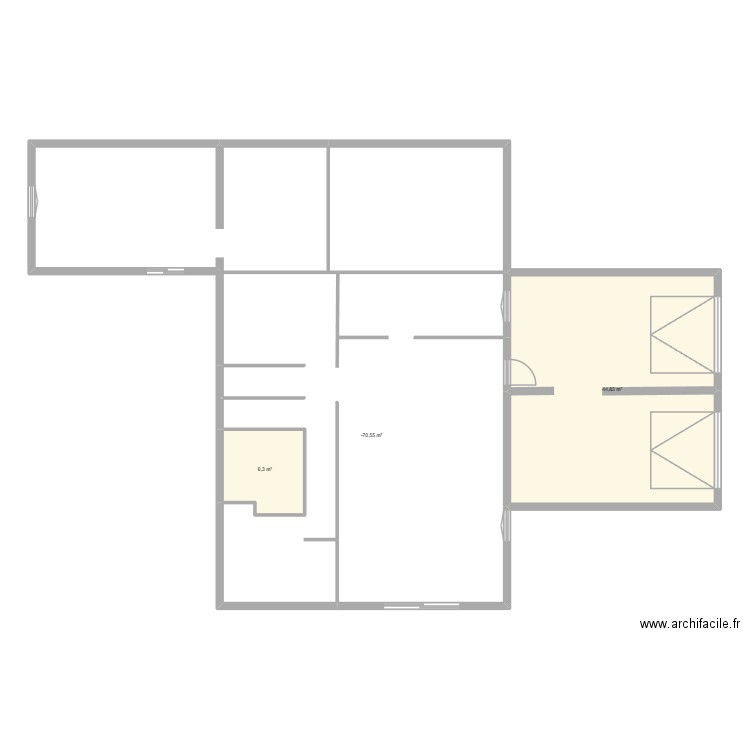 dubos st leon. Plan de 3 pièces et 135 m2