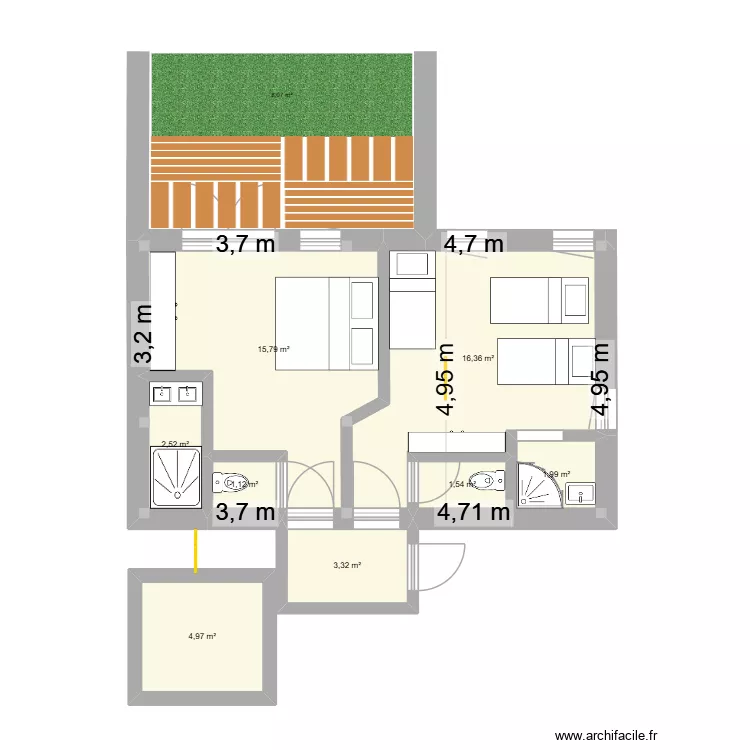 Plan Laurier 2. Plan de 8  et 48 m²