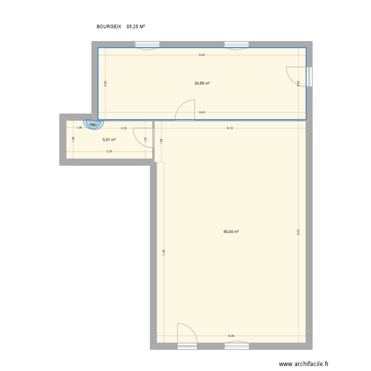 BOURGEIX. Plan de 3 pièces et 85 m2