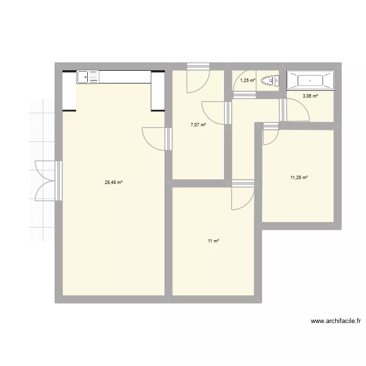 plan appart. Plan de 6  et 62 m²
