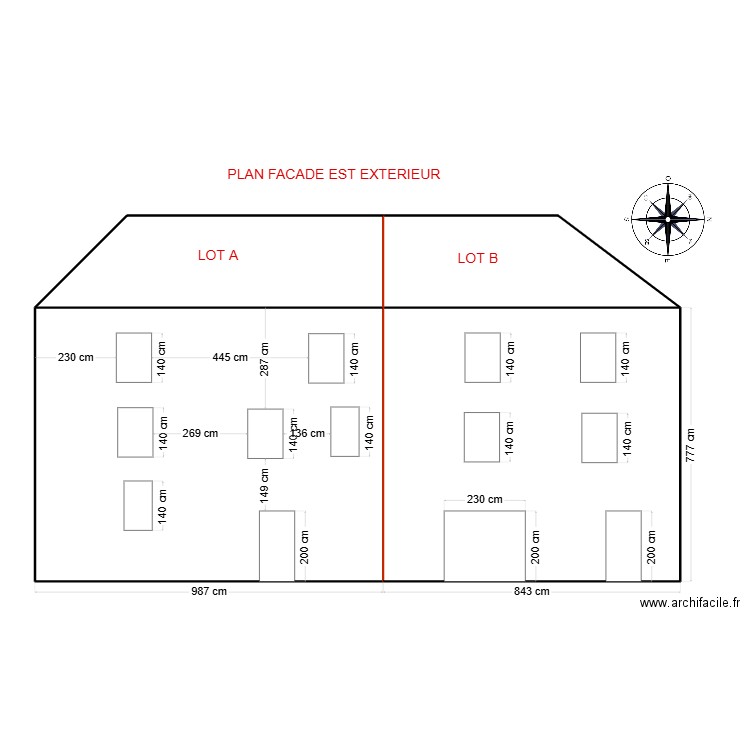 PLAN FACADE EST EXTERIEUR. Plan de 0 pièce et 0 m2