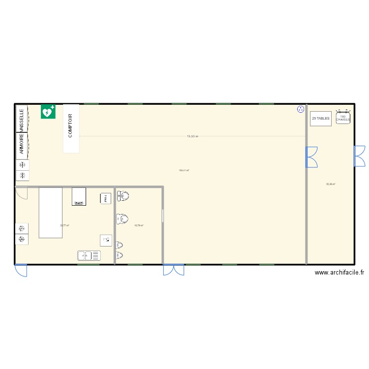 Salle Balinghem2. Plan de 4 pièces et 252 m2